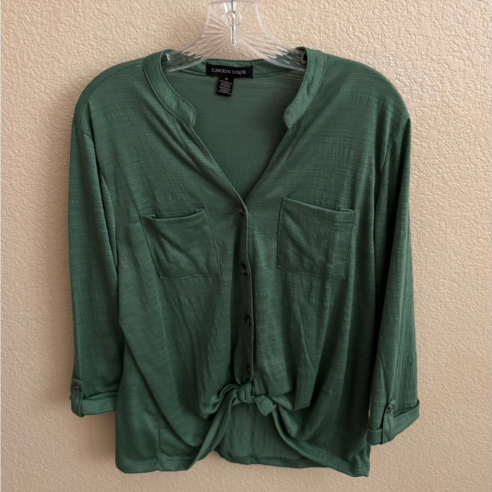 Carolyn Taylor Green Button Down Shirt